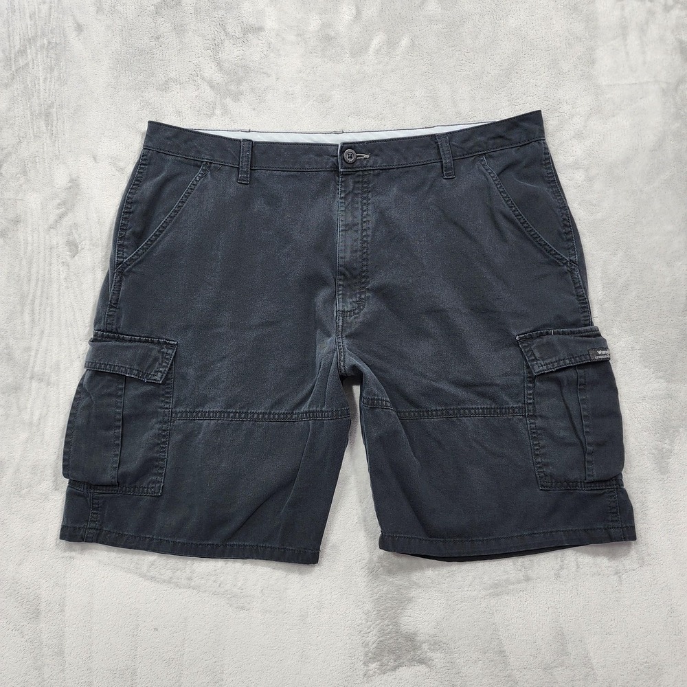 Vintage Wrangler Shorts Mens 36 Black Cargo Utility Canvas Relaxed Fit Outdoor‎